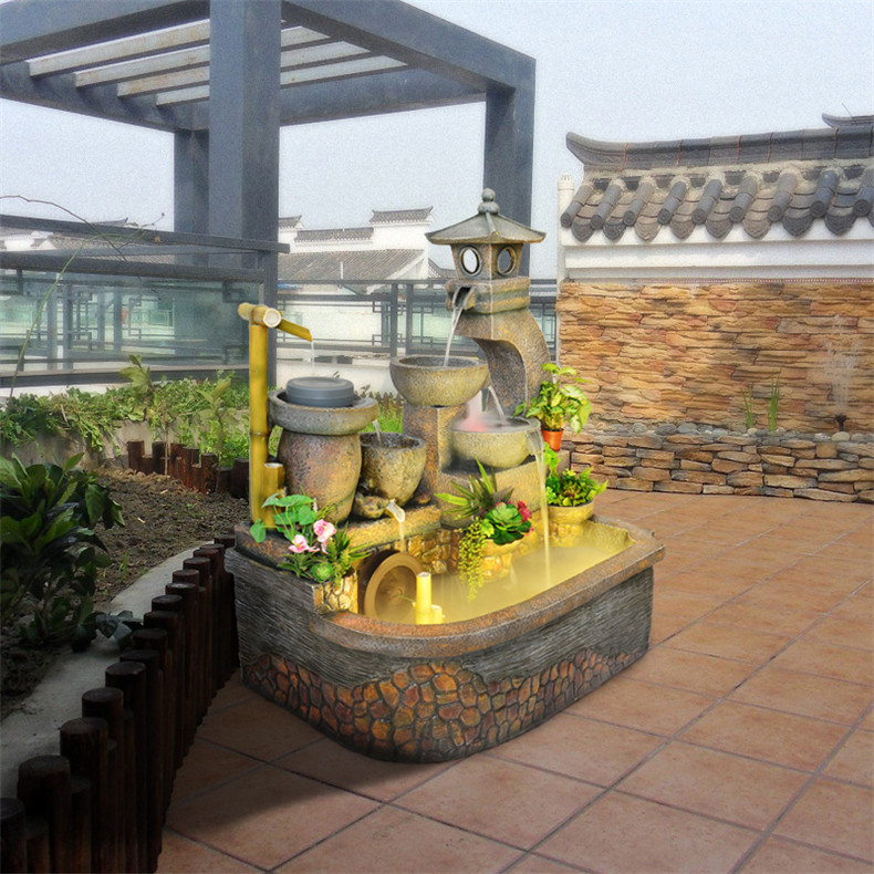 風(fēng)水輪假山水景落地陽臺(tái)魚流水加濕器噴泉池?cái)[
