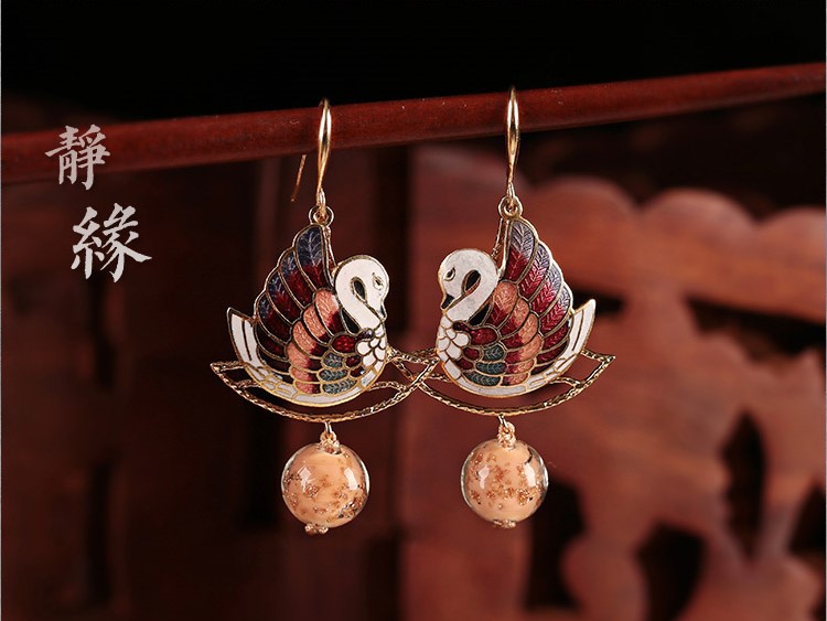 靜緣鴛鴦耳環(huán)，古典美好寓意首飾