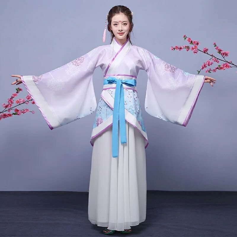 襦裙套裝仙女漢服，中國風(fēng)曲裾齊腰古裝圖片