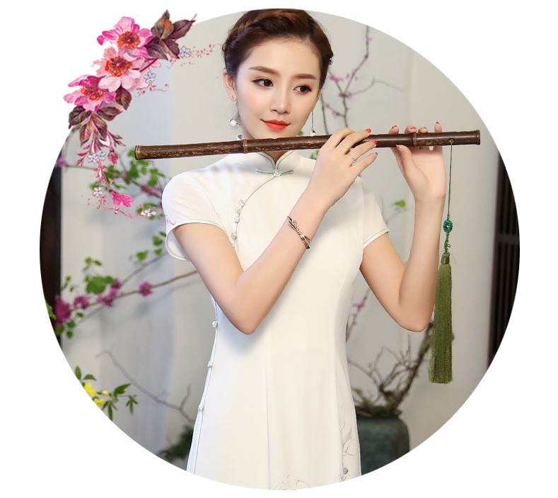 白玉嬌旗袍，復(fù)古素雅旗袍裙
