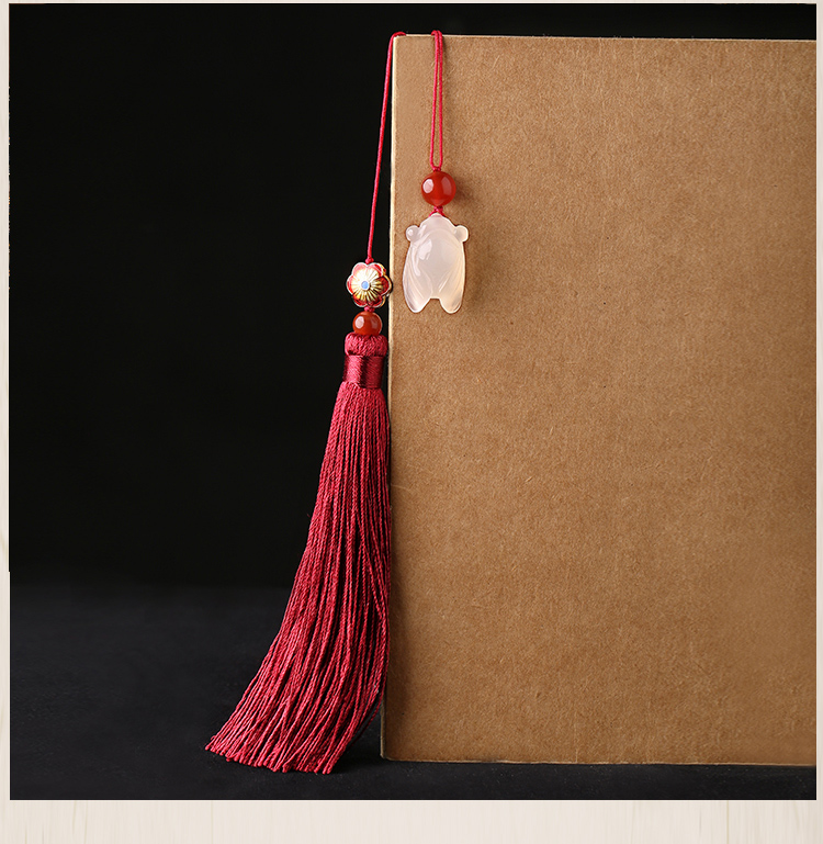 古典流蘇解元書(shū)簽，蟬韻柔美紅色書(shū)簽飾品