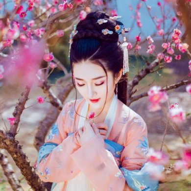 復(fù)古漢服齊胸襦裙，新款繡花漢服美女圖片