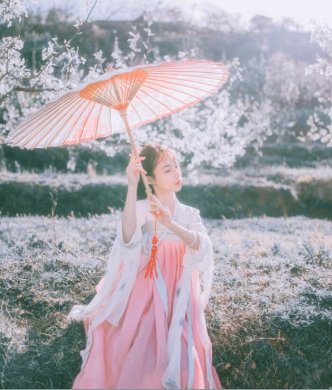 刺繡對(duì)襟齊胸襦裙，清新淡雅漢服