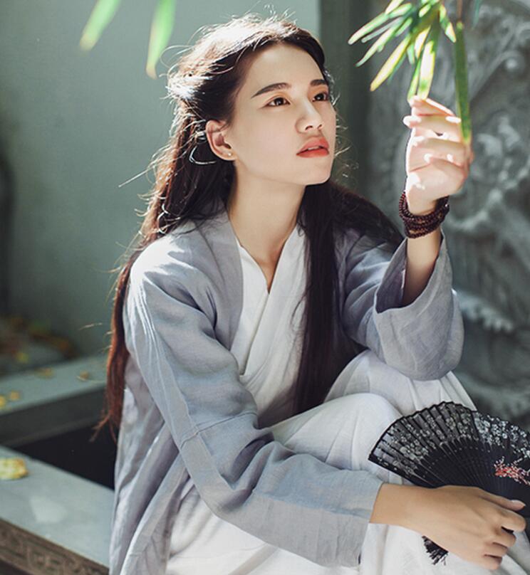 兩款復(fù)古亞麻民國風(fēng)漢服，白色簡約中式漢服
