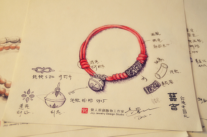 囍吉中國(guó)風(fēng)手鏈，本命年紅繩銀蓮花鈴鐺首飾