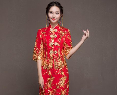 優(yōu)雅端莊中式禮服，唯美新娘禮服