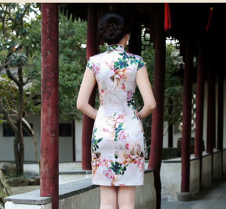 花韻古典時(shí)尚中國(guó)風(fēng)短款旗袍裙