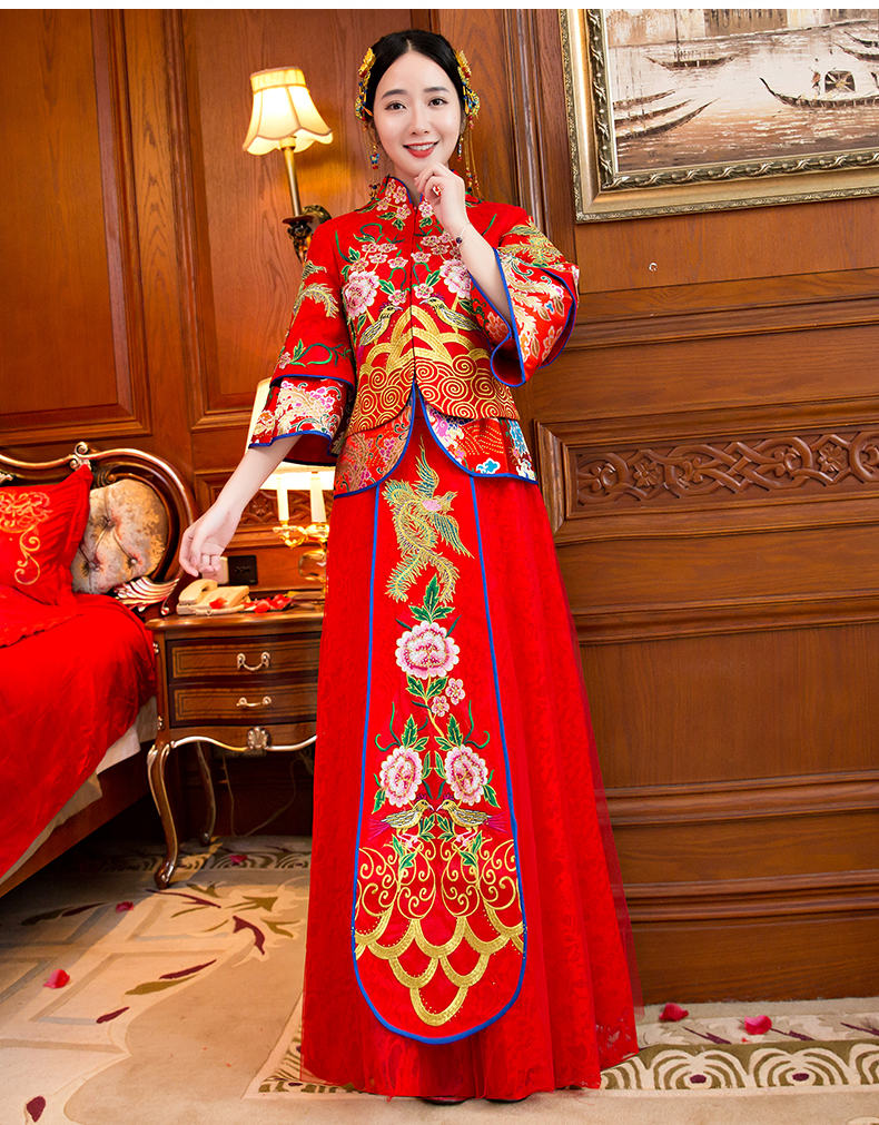復(fù)古刺繡新娘禮服，古韻秀禾服中式禮服