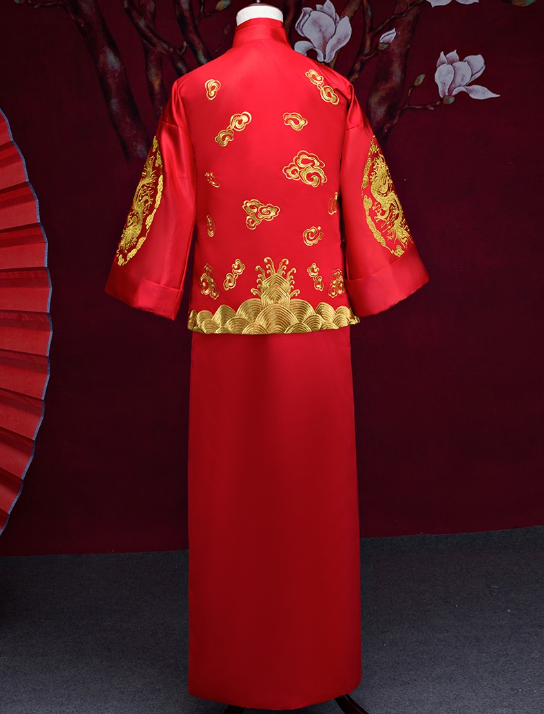 金龍男士古裝中式禮服，復(fù)古中國風(fēng)新郎禮服