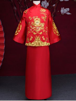 金龍男士古裝中式禮服，復(fù)古中國風(fēng)新郎禮服