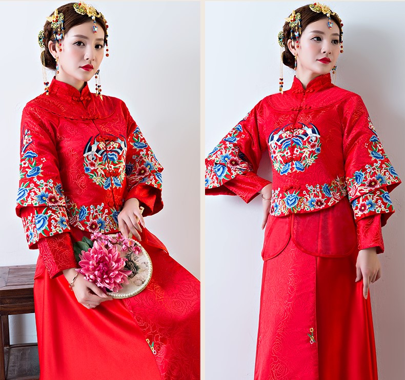 古色古香中式禮服，中國風(fēng)新娘結(jié)婚禮服