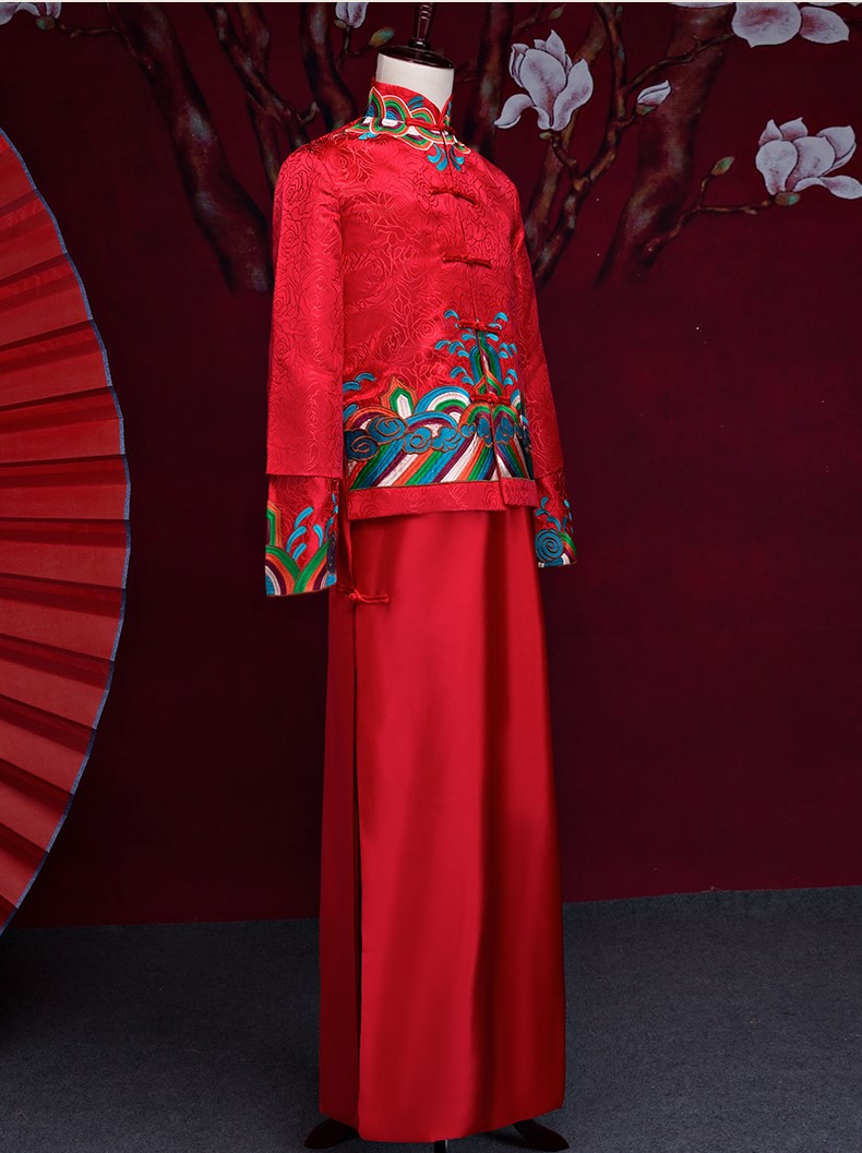 中國風男士中式禮服，中國風新郎結婚禮服