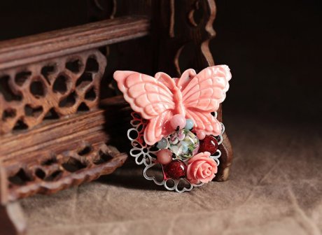 蝶舞中國風(fēng)古典胸針，古風(fēng)毛衣胸花