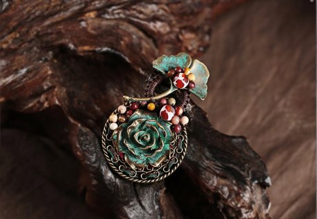 葉痕復(fù)古文藝胸針，民族風(fēng)風(fēng)胸花飾品