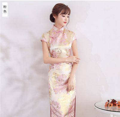 時(shí)尚優(yōu)雅少女旗袍，改良精致花紋旗袍裙