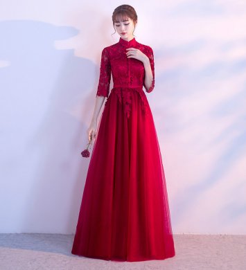 復古蕾絲中式禮服，優(yōu)雅時尚晚禮服