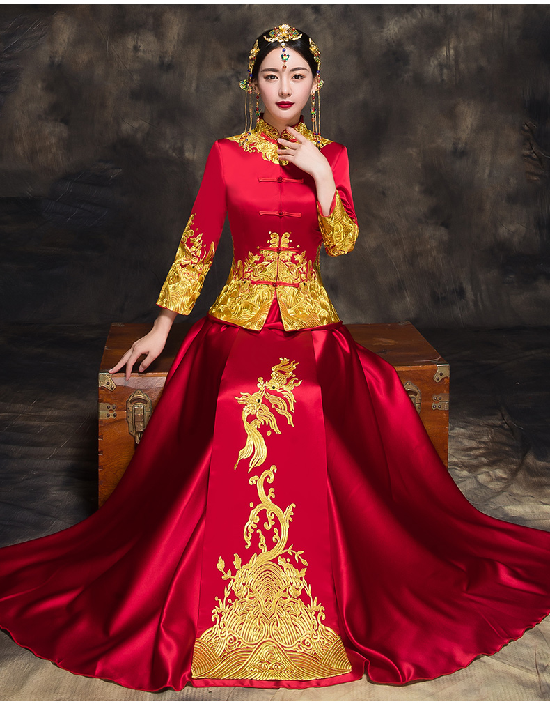 中國(guó)風(fēng)新娘秀禾禮服，唯美中式結(jié)婚禮服
