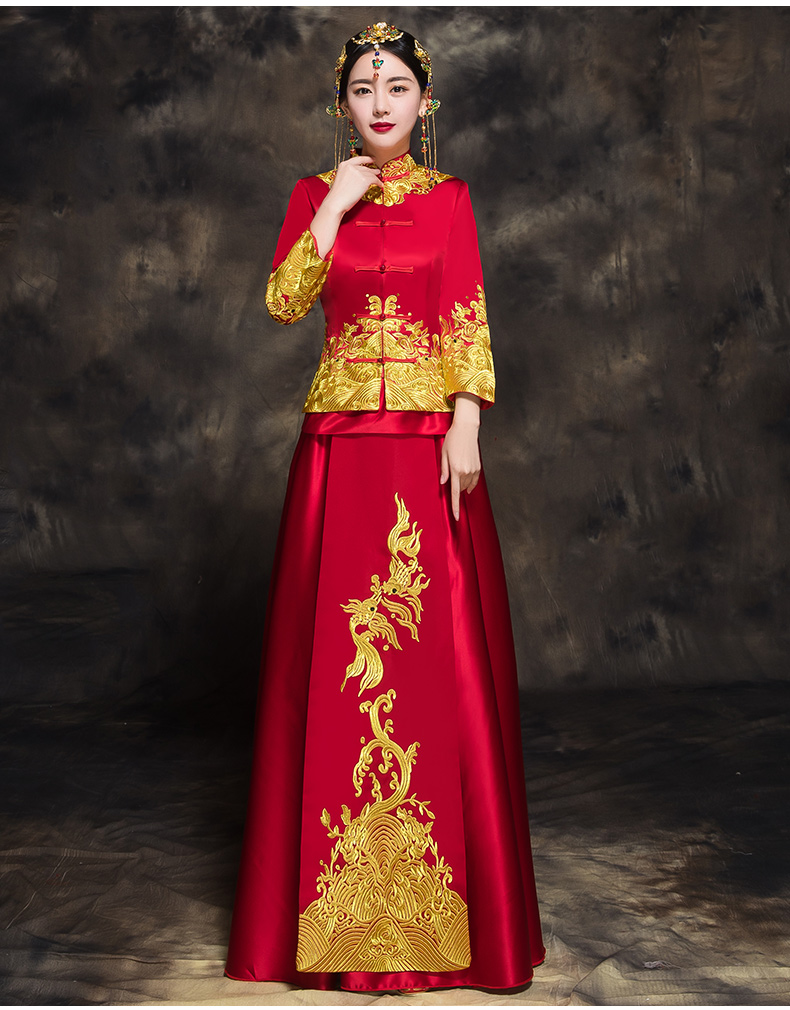 中國(guó)風(fēng)新娘秀禾禮服，唯美中式結(jié)婚禮服