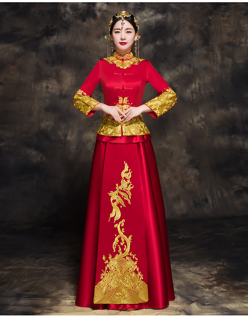 中國(guó)風(fēng)新娘秀禾禮服，唯美中式結(jié)婚禮服