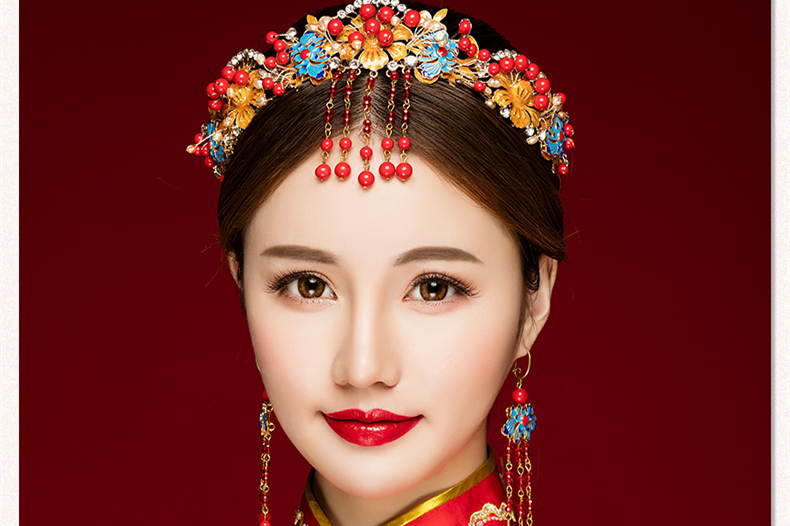 來唯美新娘古風額飾，皇冠結(jié)婚婚禮配飾