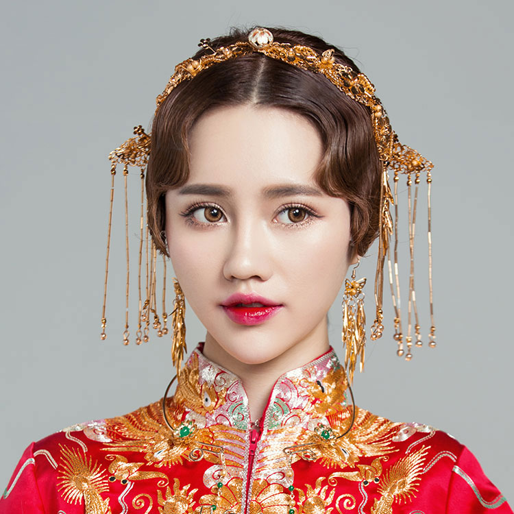 金色四件套古裝頭飾，古典韻味發(fā)飾