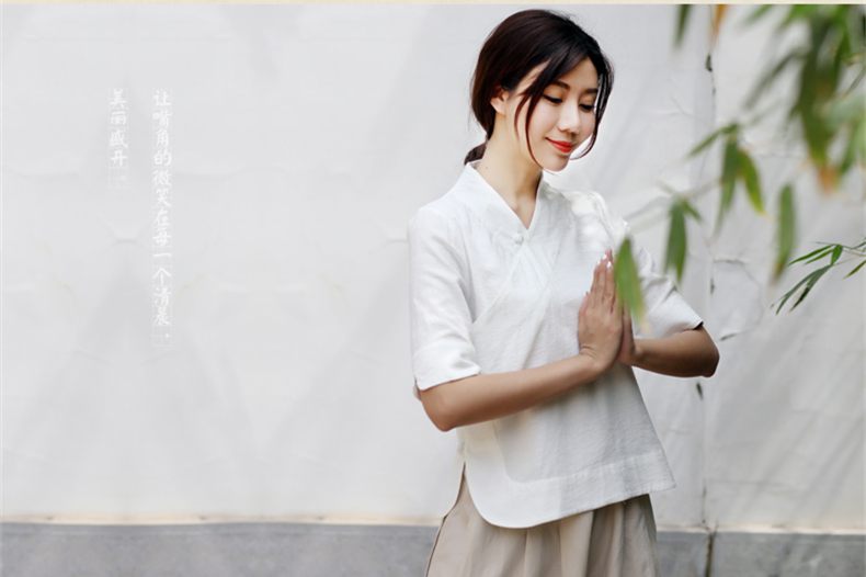 中式茶藝服裝盤(pán)扣上衣改良唐裝