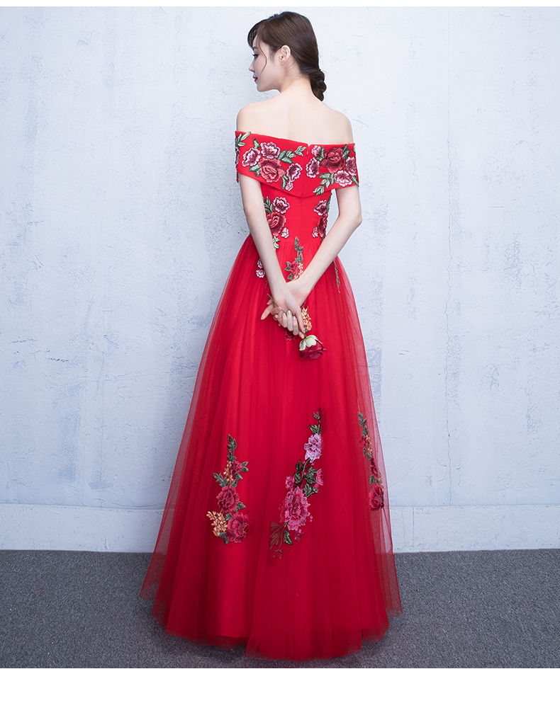 新娘敬酒服，一字肩中式結(jié)婚禮服(（二）