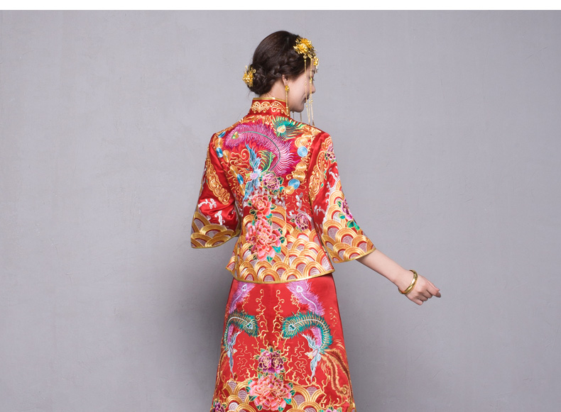 秀禾服新娘禮服嫁衣，中式結(jié)婚秀禾小拖尾喜服