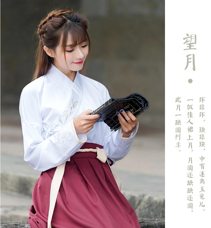 繡花交領襦裙齊腰改良古裝圖片