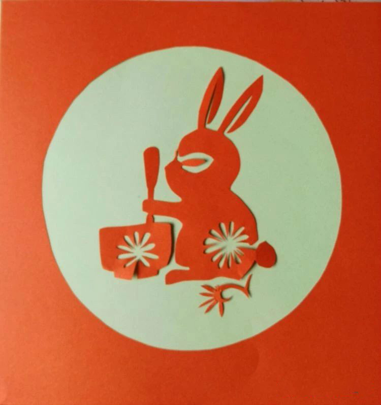 創(chuàng)意十足中秋玉兔剪紙，兔子鬧仲秋