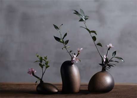 陶瓷花瓶桌面迷你小花插，中式禪意花插三石圖
