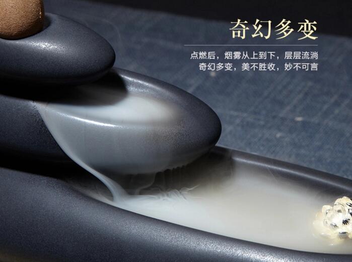 西藏瑪尼堆倒流香爐，創(chuàng)意陶瓷塔香倒流香香爐