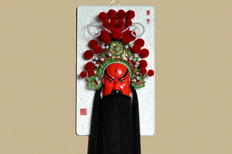 武財(cái)神紅臉的關(guān)公臉譜，國(guó)粹家具飾品掛件