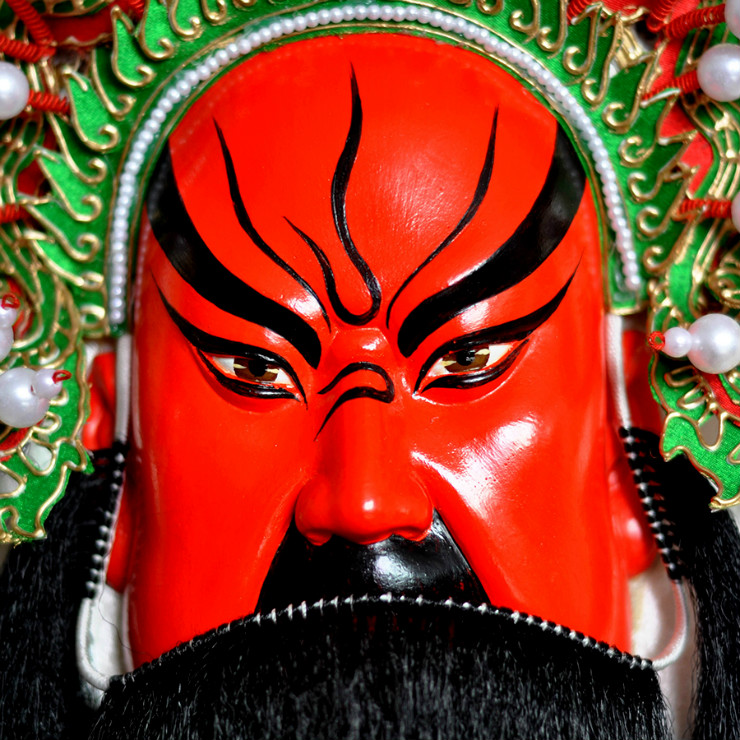 武財神紅臉的關(guān)公臉譜，國粹家具飾品掛件