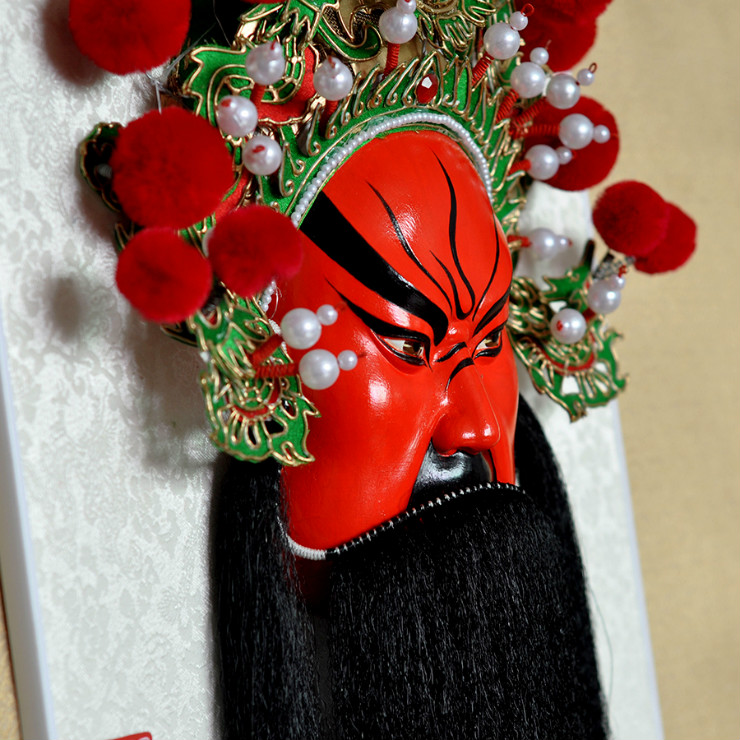 武財神紅臉的關(guān)公臉譜，國粹家具飾品掛件