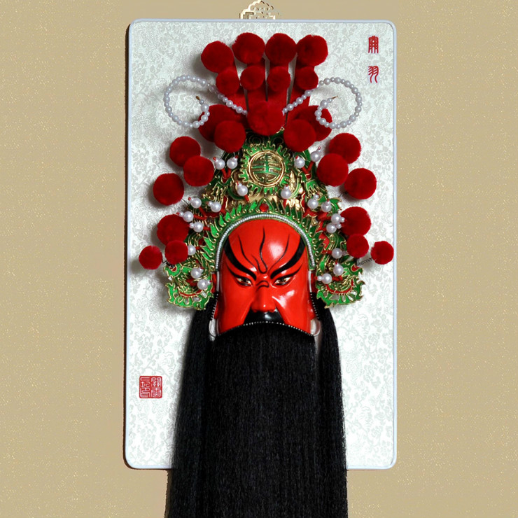 武財神紅臉的關(guān)公臉譜，國粹家具飾品掛件