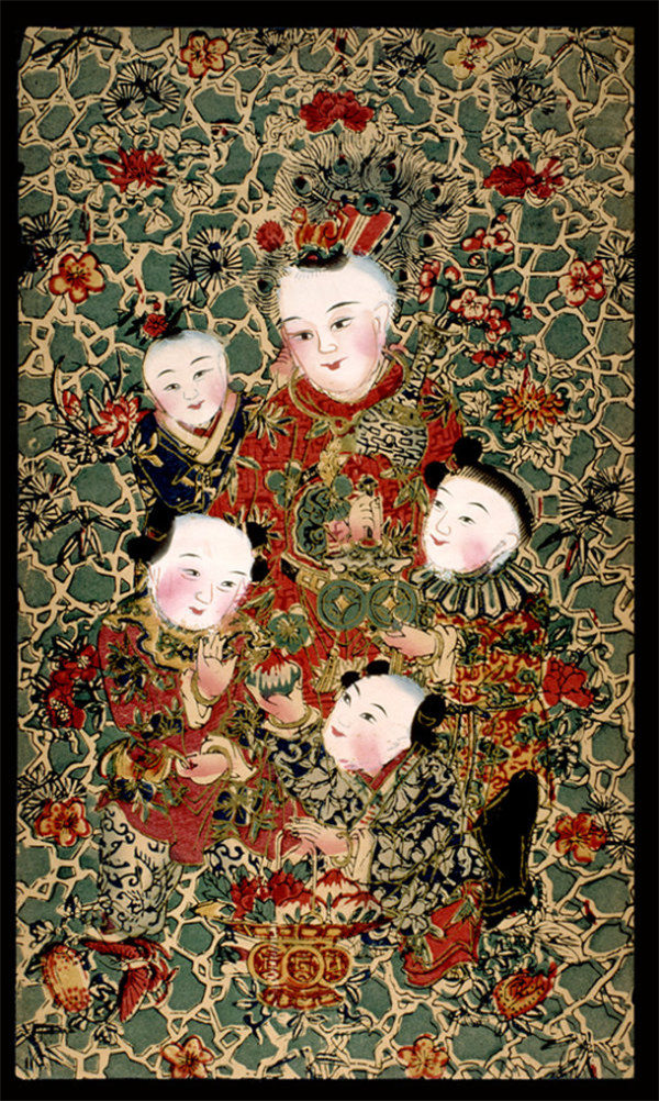 中國(guó)風(fēng)傳統(tǒng)精美色彩艷麗的年畫