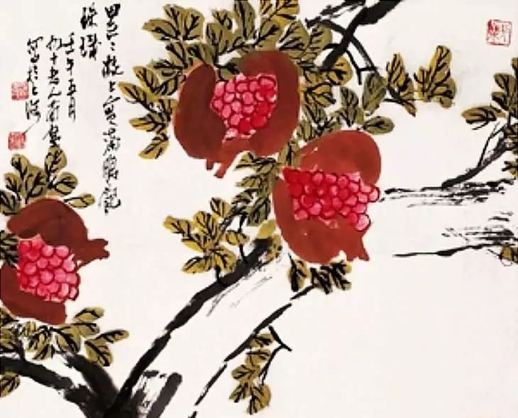 32幅曹簡(jiǎn)樓國(guó)畫(huà)石榴圖：石榴令人垂涎欲滴！