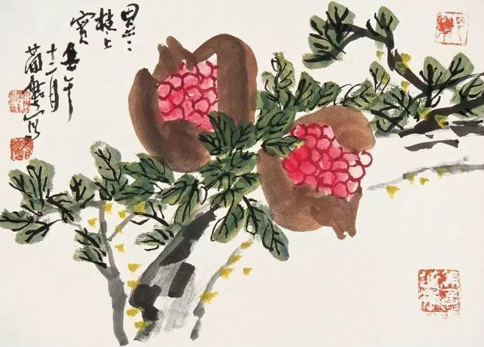 32幅曹簡(jiǎn)樓國(guó)畫石榴圖：石榴令人垂涎欲滴！