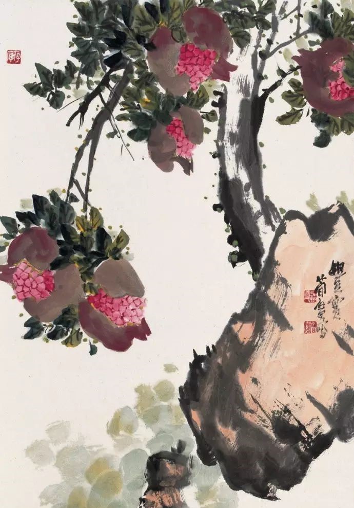 32幅曹簡(jiǎn)樓國(guó)畫石榴圖：石榴令人垂涎欲滴！