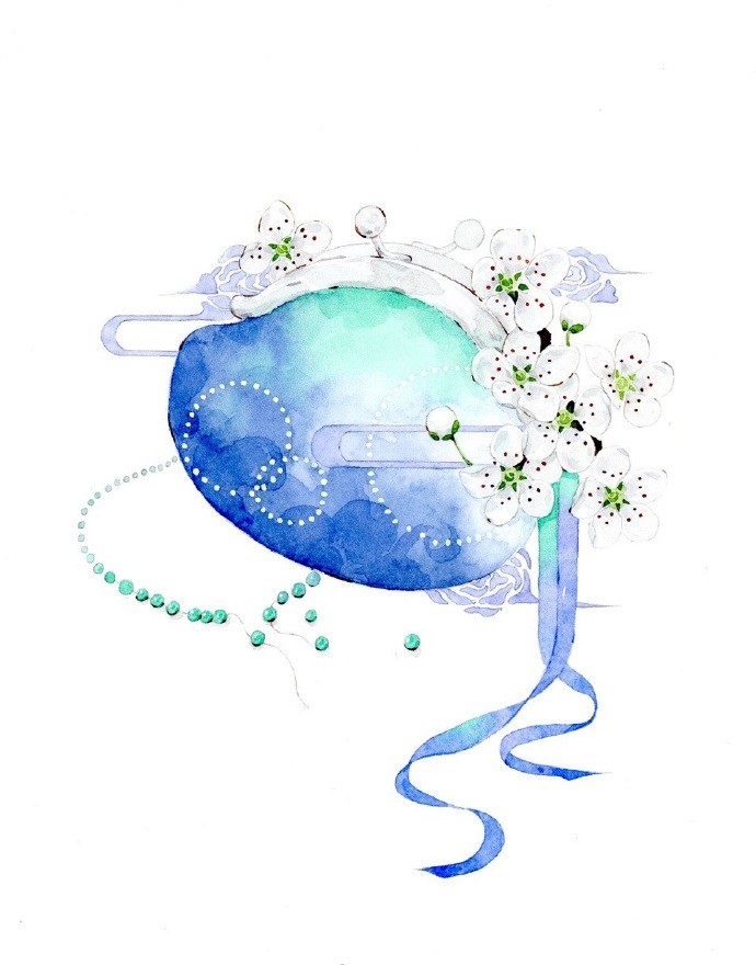 一組古風(fēng)配飾插畫系列，清新唯美古風(fēng)圖片