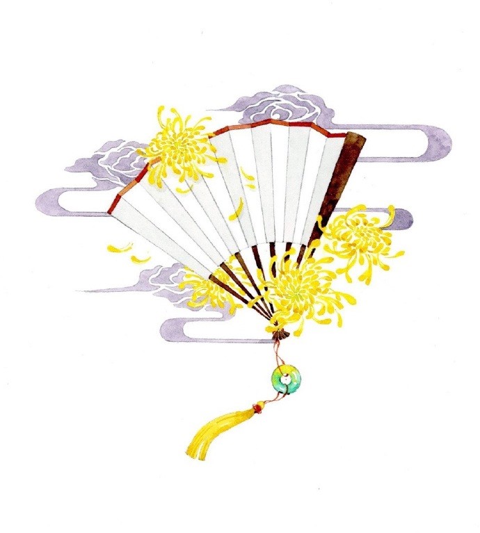 一組古風(fēng)配飾插畫系列，清新唯美古風(fēng)圖片