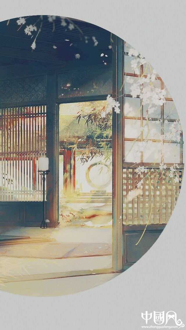 古韻意境之美手機(jī)壁紙，淡雅半圓畫(huà)面古風(fēng)圖片