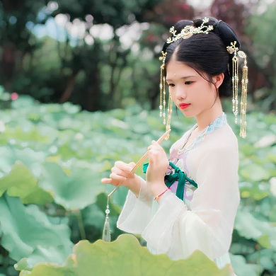 荷香滿溢女生頭像，持扇古風(fēng)頭像