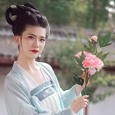 牡丹花女生頭像，唯美古風真人頭像