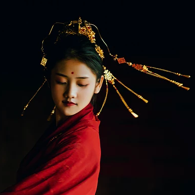 驚艷紅衣女生頭像，唯美古風(fēng)真人頭像