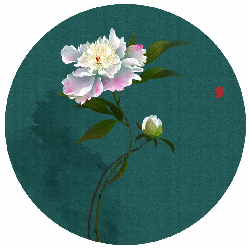 清新古風花卉插畫，清雅如詩的插畫圖片