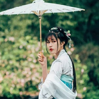 清新繁花帶傘女生頭像，唯美古風(fēng)真人頭像