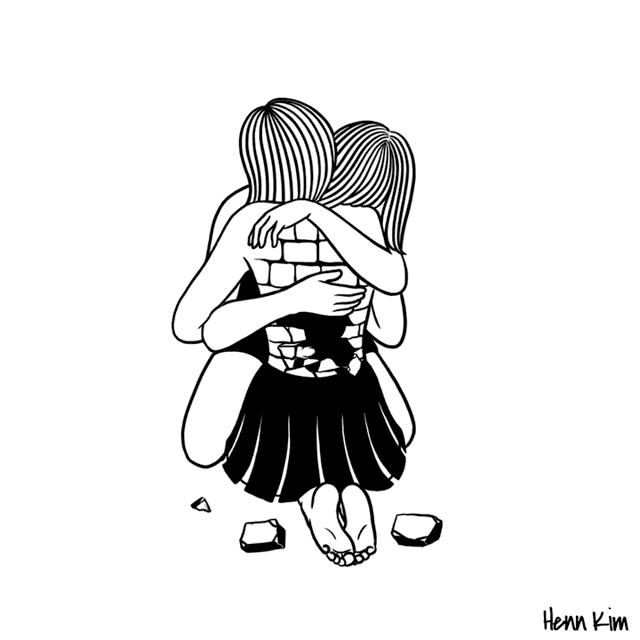 一組扎心黑色治愈系漫畫，看哭了的黑白插畫