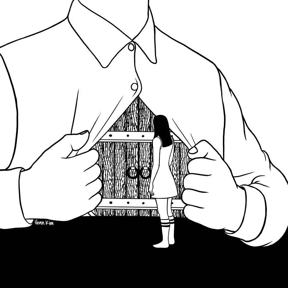 一組扎心黑色治愈系漫畫(huà)，看哭了的黑白插畫(huà)